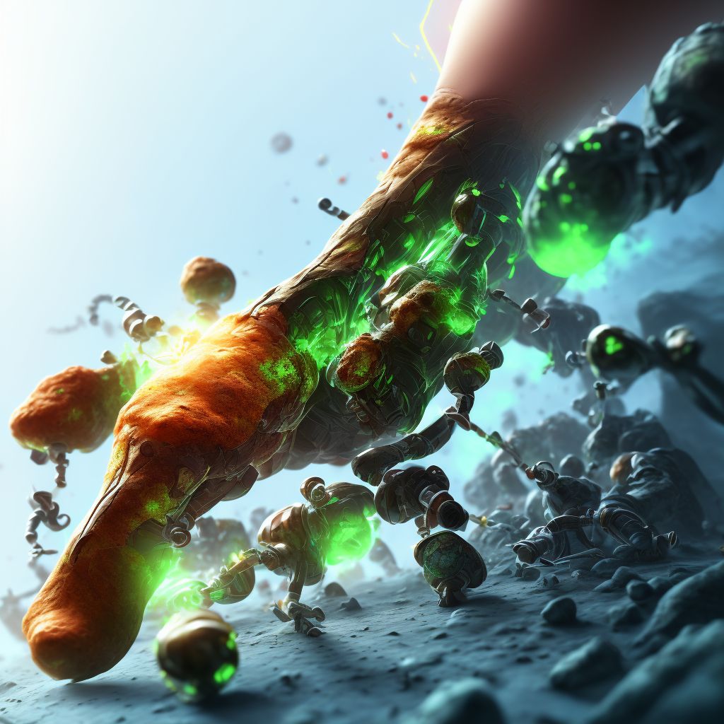 Corrosion of second degree of multiple sites of lower limb, except ankle and foot digital illustration