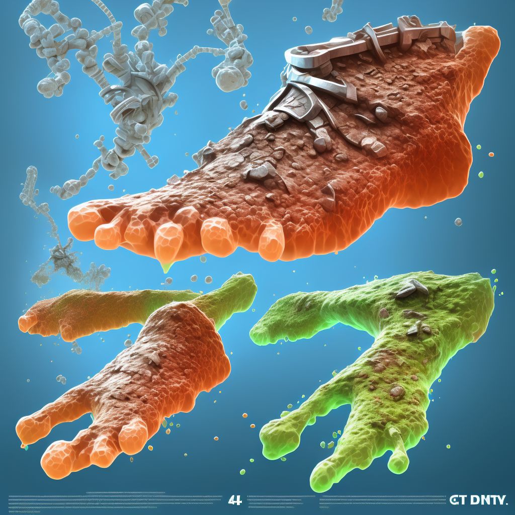 Corrosion of second degree of multiple sites of left lower limb, except ankle and foot digital illustration