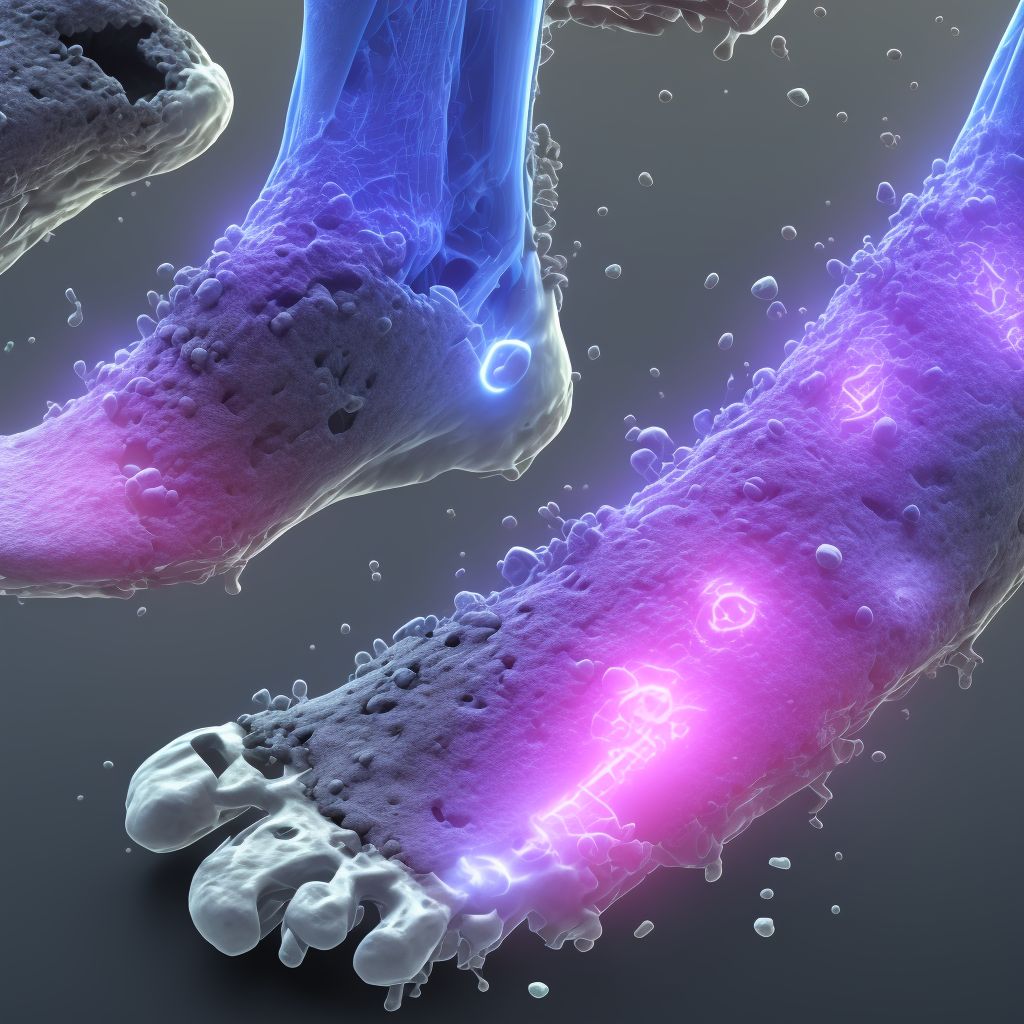 Corrosion of third degree of multiple sites of lower limb, except ankle and foot digital illustration