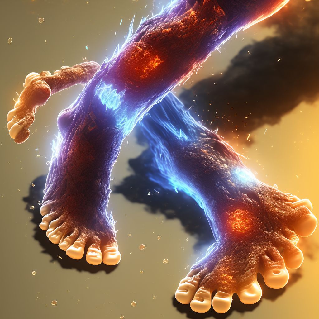 Burn and corrosion of ankle and foot digital illustration