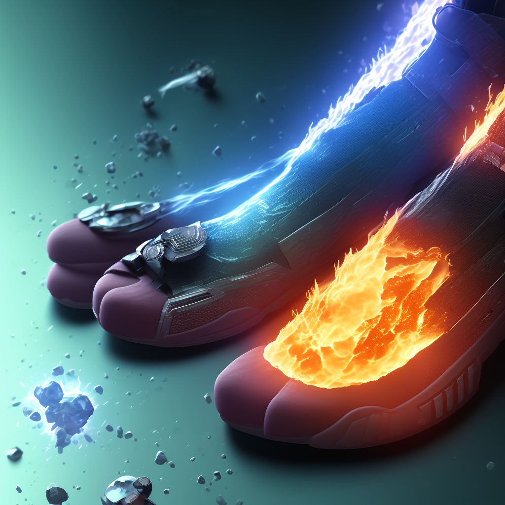 Burn of second degree of unspecified foot digital illustration