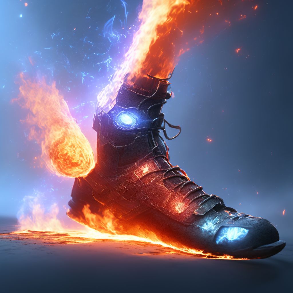 Burn of second degree of multiple sites of left ankle and foot digital illustration