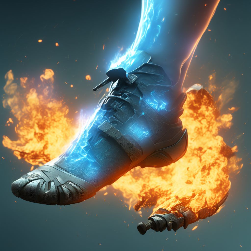 Burn of third degree of left ankle digital illustration