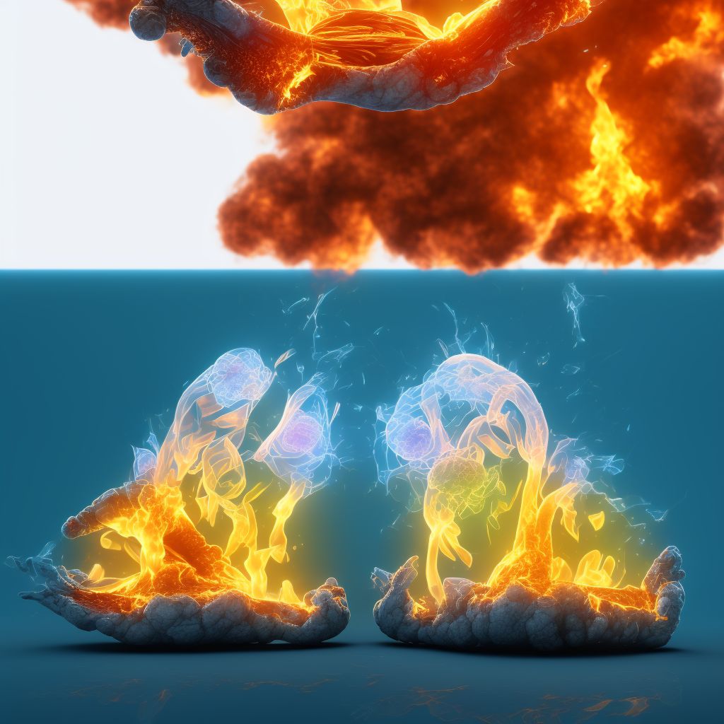 Burn of third degree of unspecified foot digital illustration