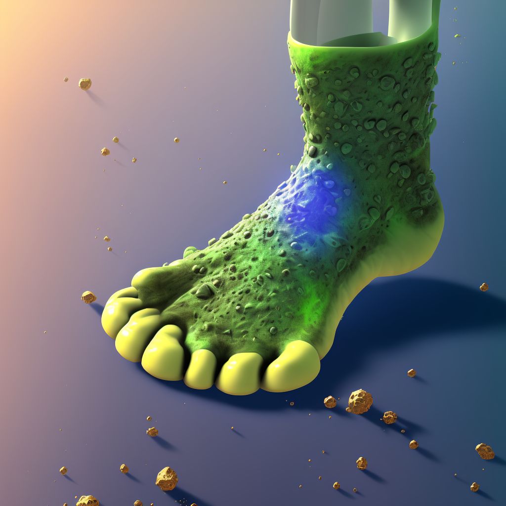 Corrosion of unspecified degree of multiple sites of left ankle and foot digital illustration
