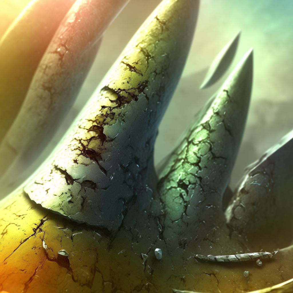 Corrosion of first degree of left toe(s) (nail) digital illustration