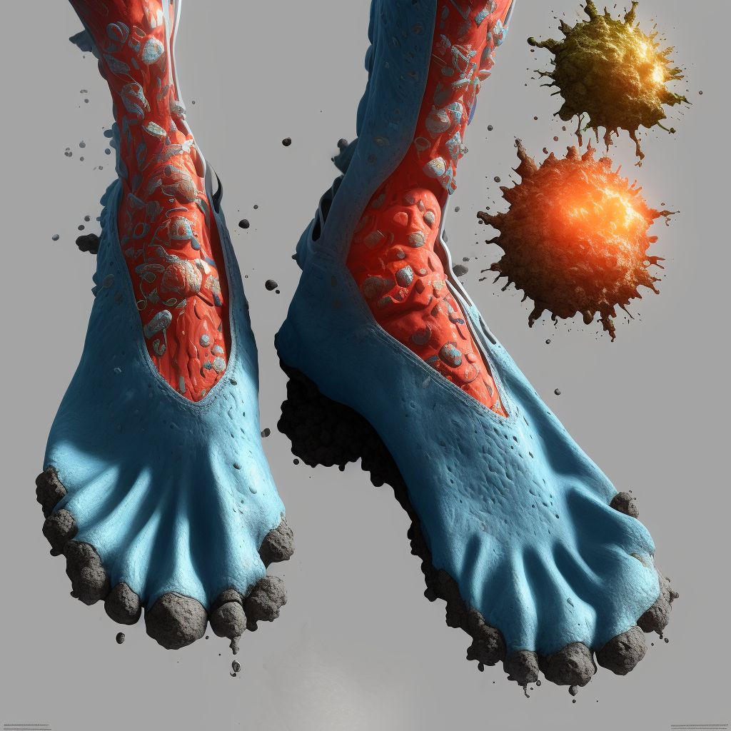 Corrosion of second degree of left foot digital illustration