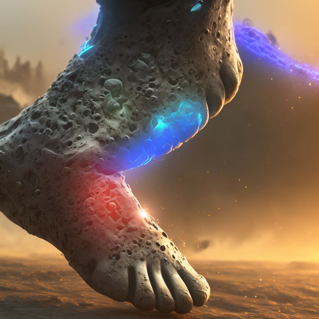 Corrosion of second degree of unspecified foot digital illustration