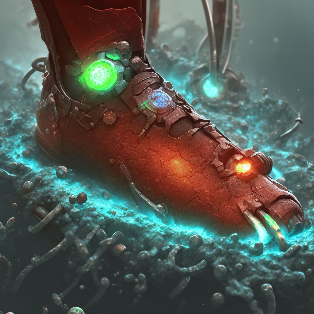 Corrosion of third degree of left ankle digital illustration