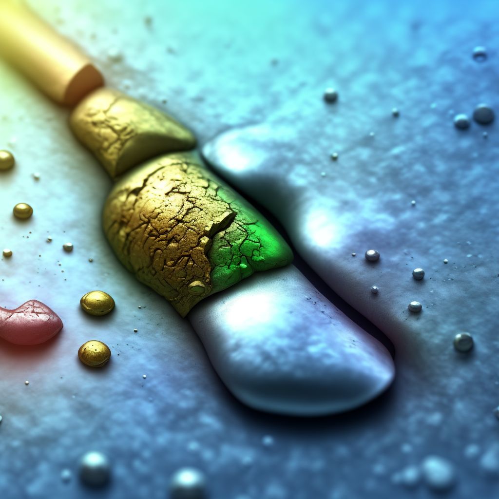 Corrosion of third degree of right toe(s) (nail) digital illustration