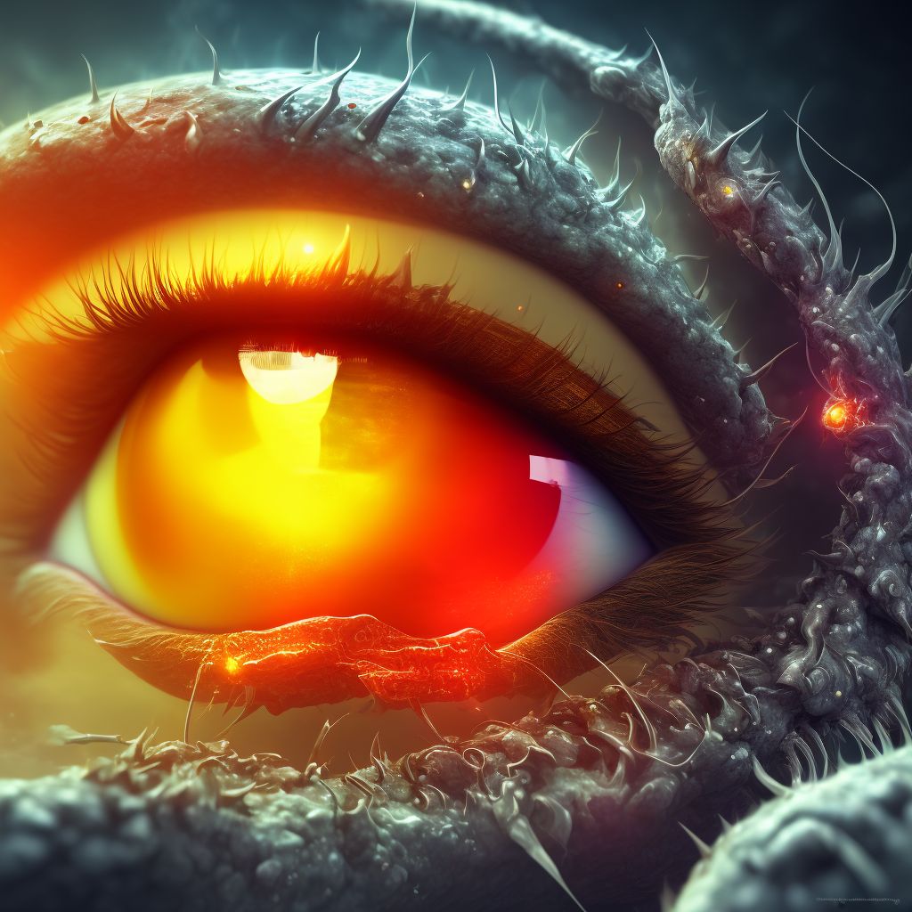 Burn of cornea and conjunctival sac digital illustration