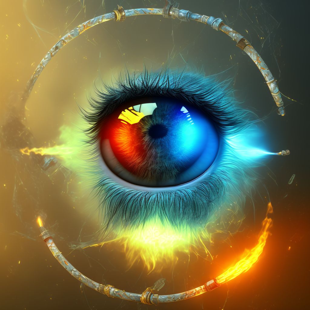 Burn of cornea and conjunctival sac, right eye digital illustration
