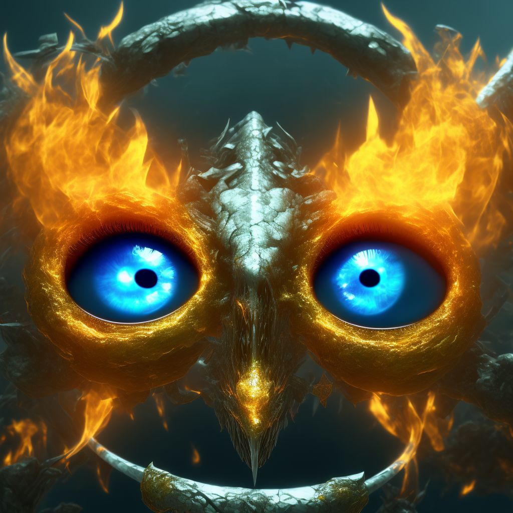 Burn of cornea and conjunctival sac, left eye digital illustration