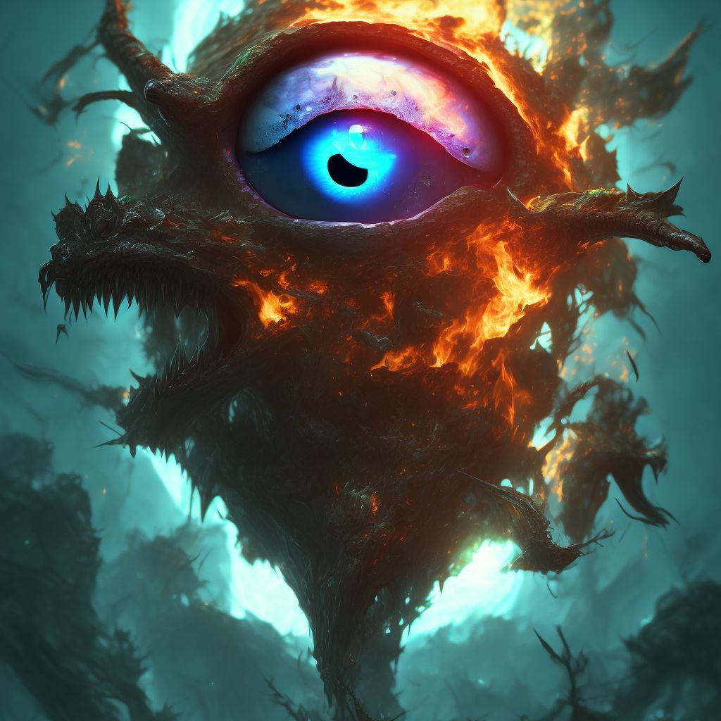 Burn with resulting rupture and destruction of eyeball digital illustration