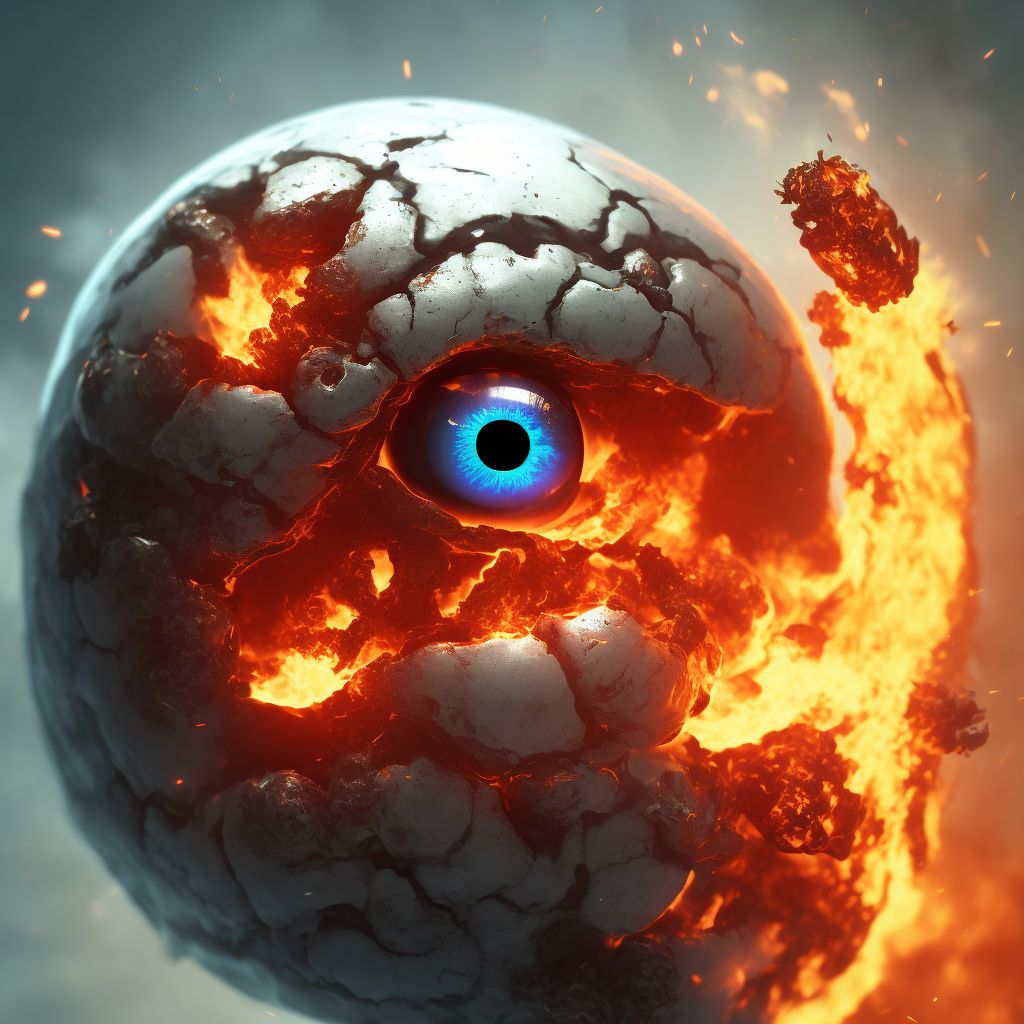 Burn with resulting rupture and destruction of right eyeball digital illustration