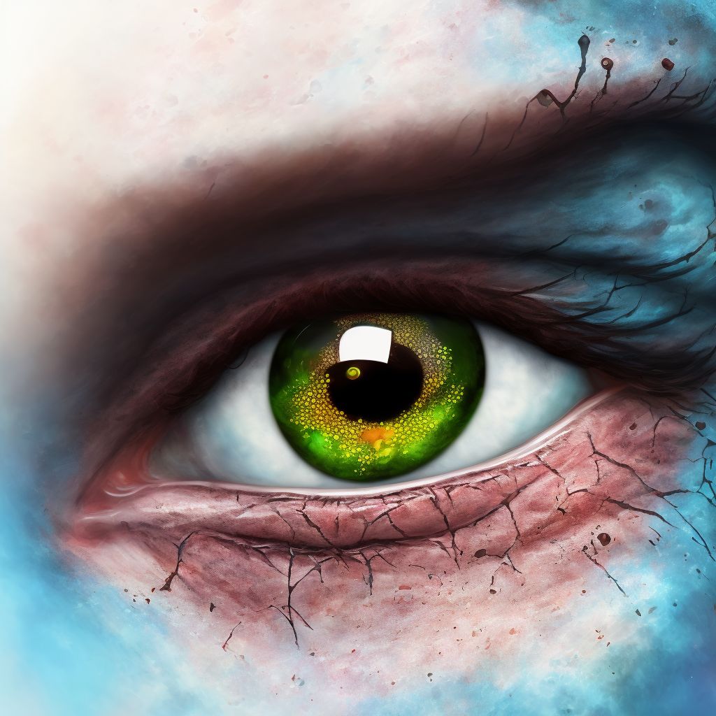 Corrosion of unspecified eyelid and periocular area digital illustration