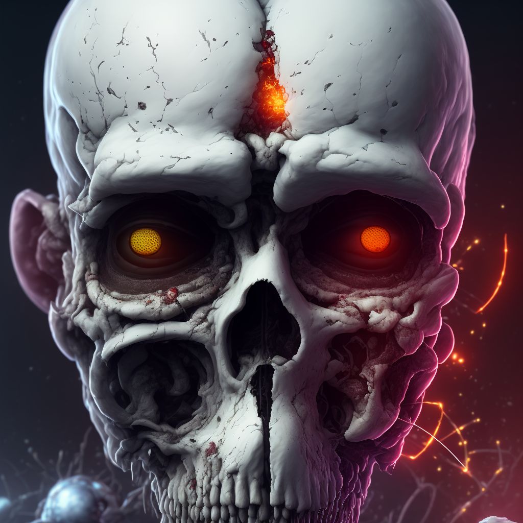 Corrosion of left eyelid and periocular area digital illustration