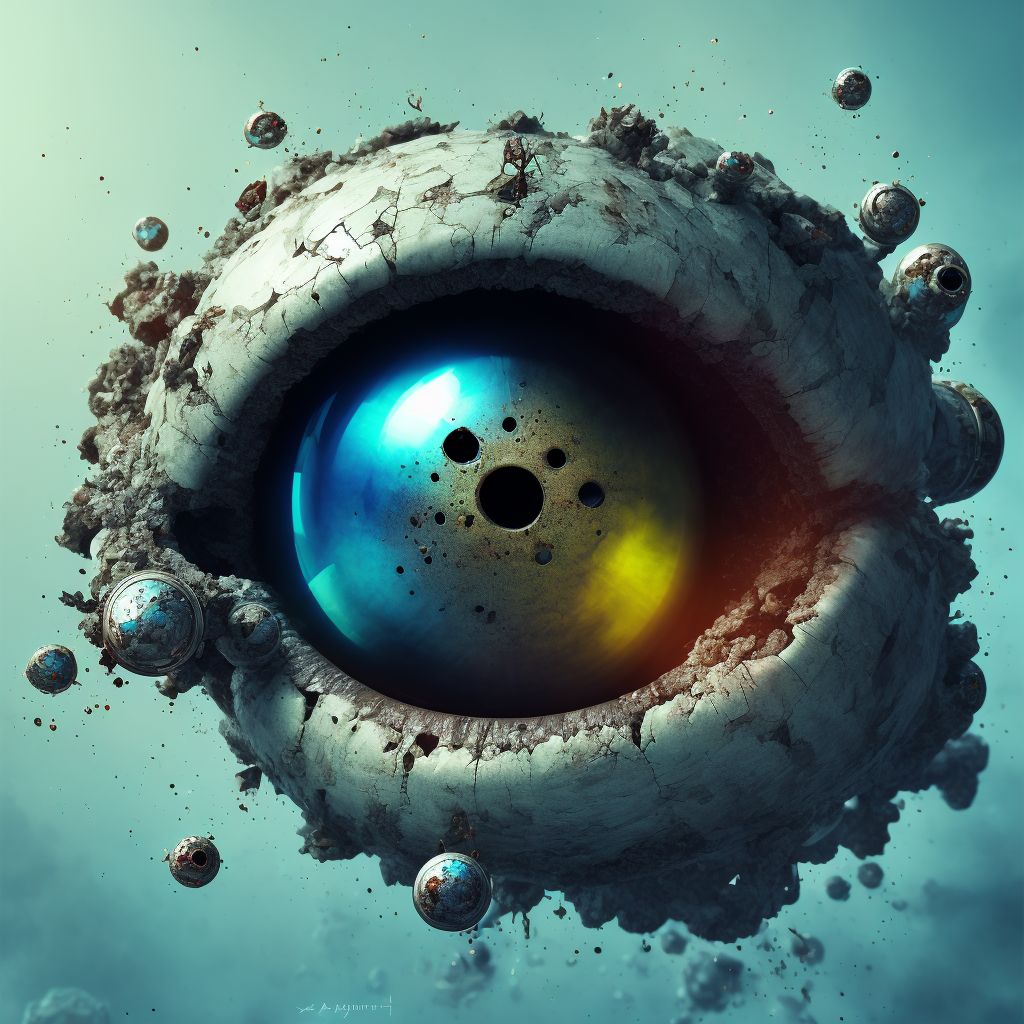 Corrosion with resulting rupture and destruction of eyeball digital illustration