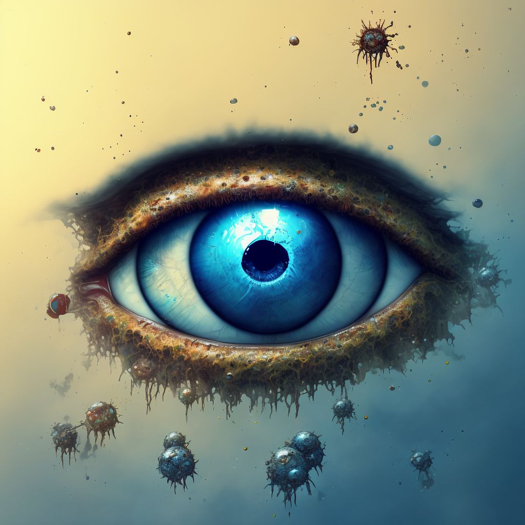 Corrosion with resulting rupture and destruction of right eyeball digital illustration