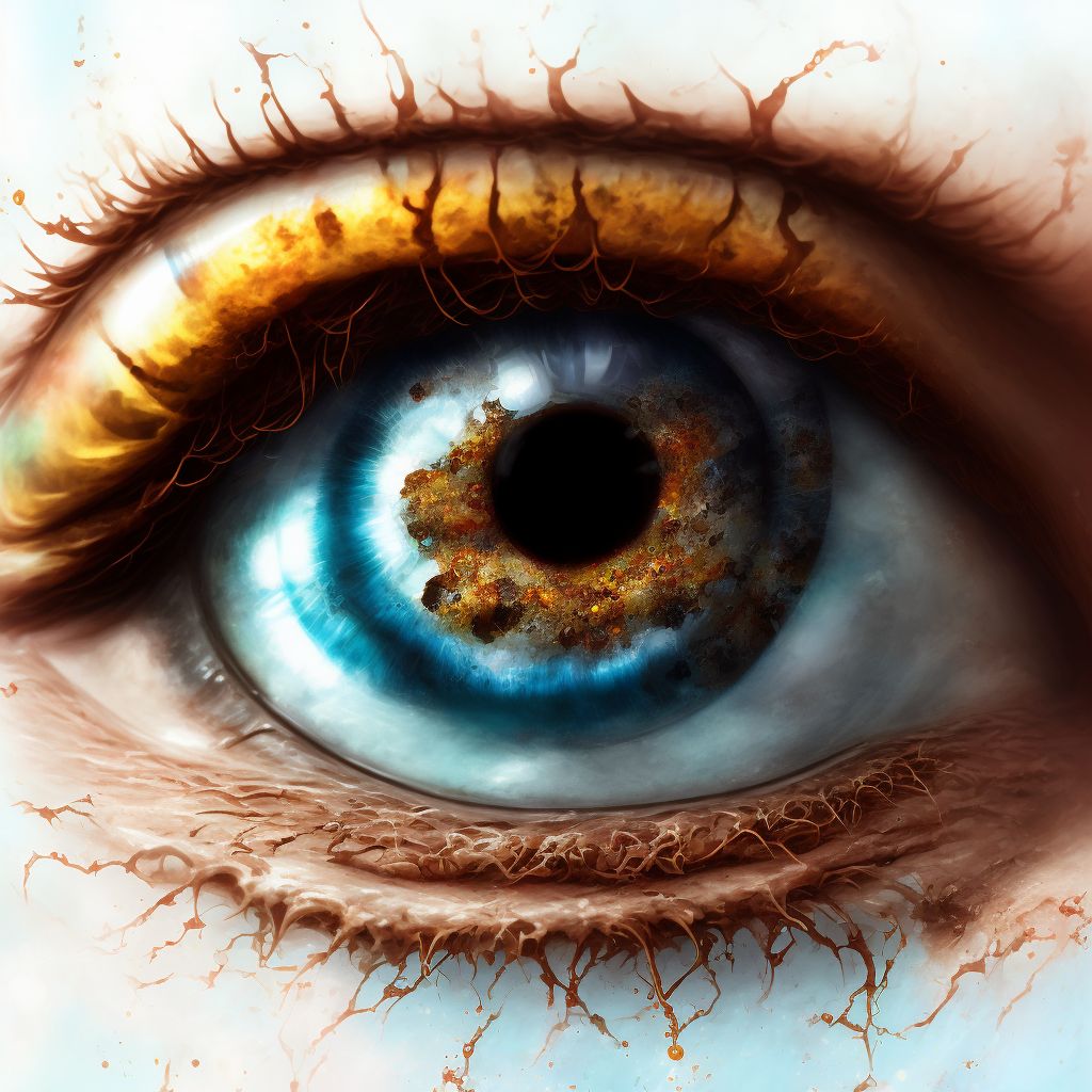 Corrosion of right eye and adnexa, part unspecified digital illustration