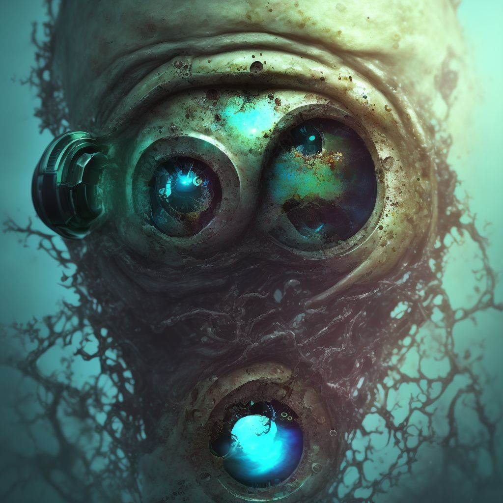Corrosion of left eye and adnexa, part unspecified digital illustration