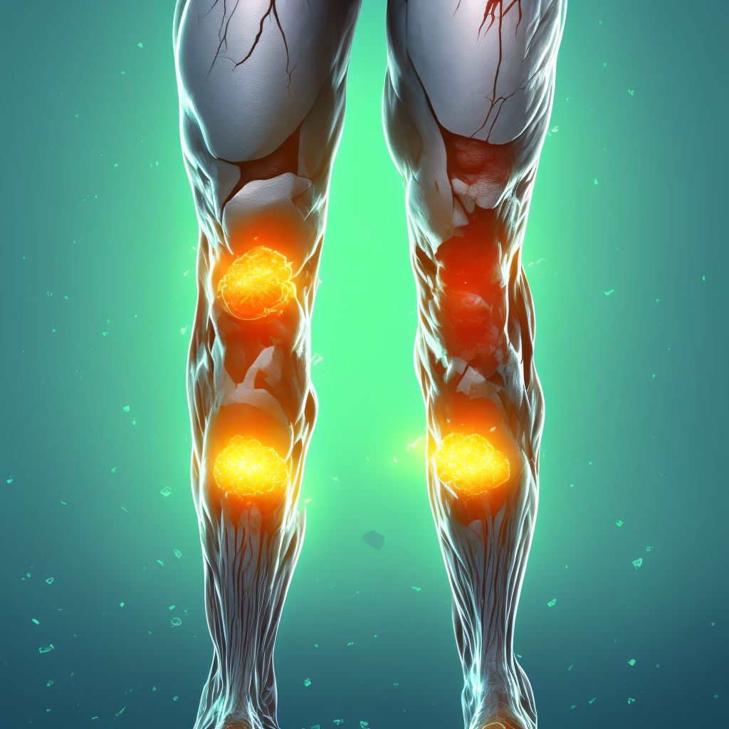 Superficial frostbite of right knee and lower leg digital illustration