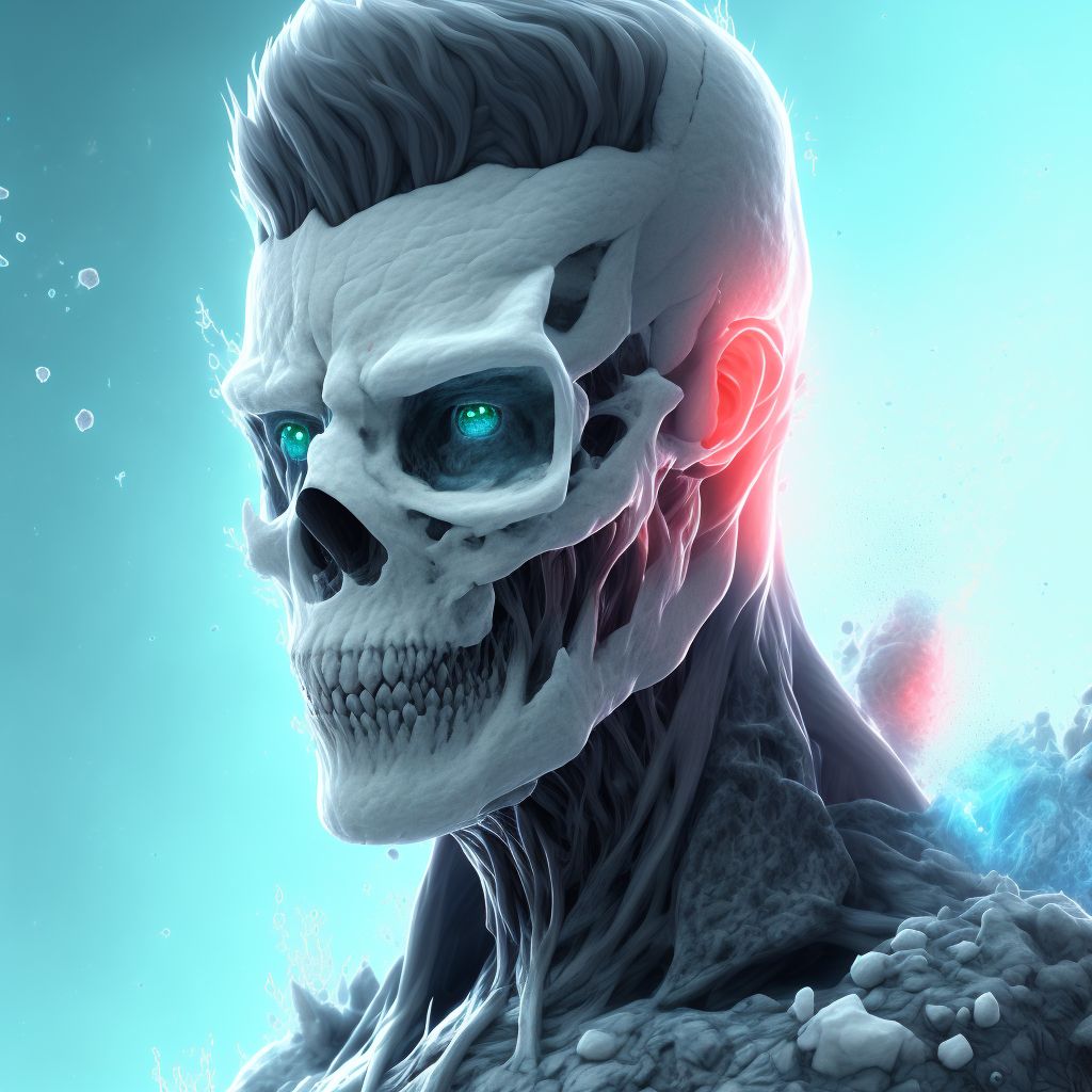 Frostbite with tissue necrosis of other part of head digital illustration