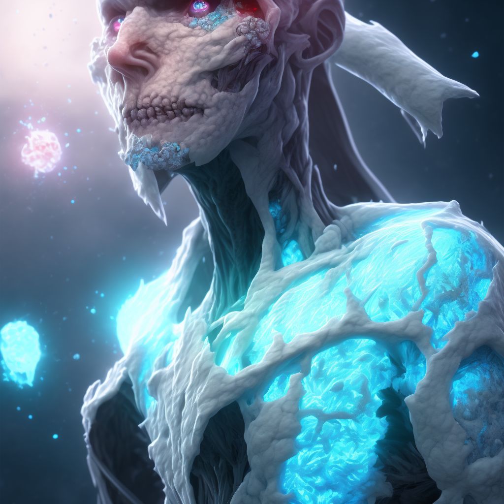 Frostbite with tissue necrosis of hand digital illustration