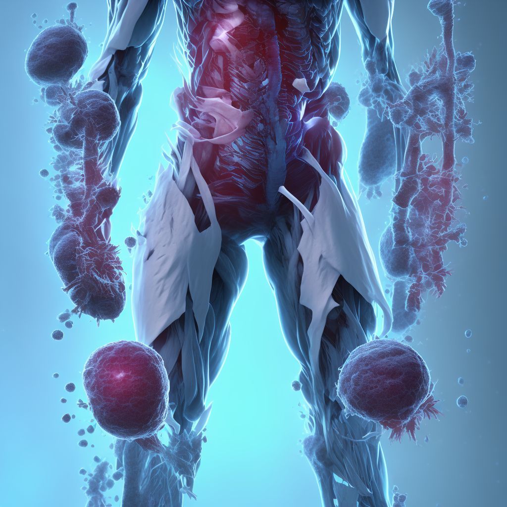 Frostbite with tissue necrosis of right hip and thigh digital illustration