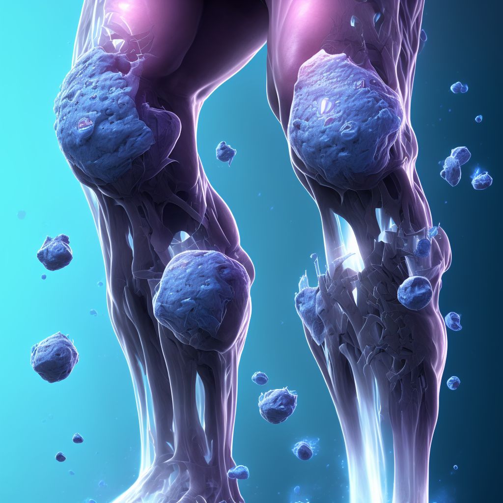 Frostbite with tissue necrosis of unspecified knee and lower leg digital illustration