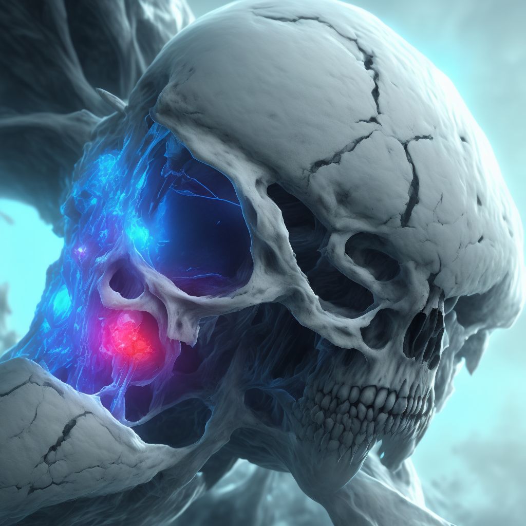 Frostbite with tissue necrosis of left knee and lower leg digital illustration