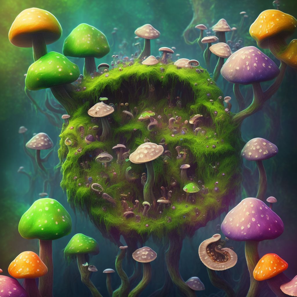 Toxic effect of ingested mushrooms digital illustration