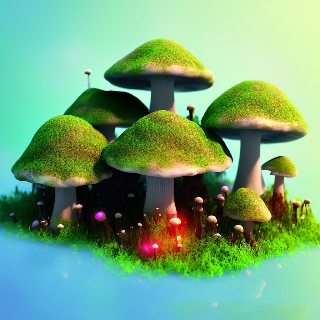 Toxic effect of ingested mushrooms digital illustration