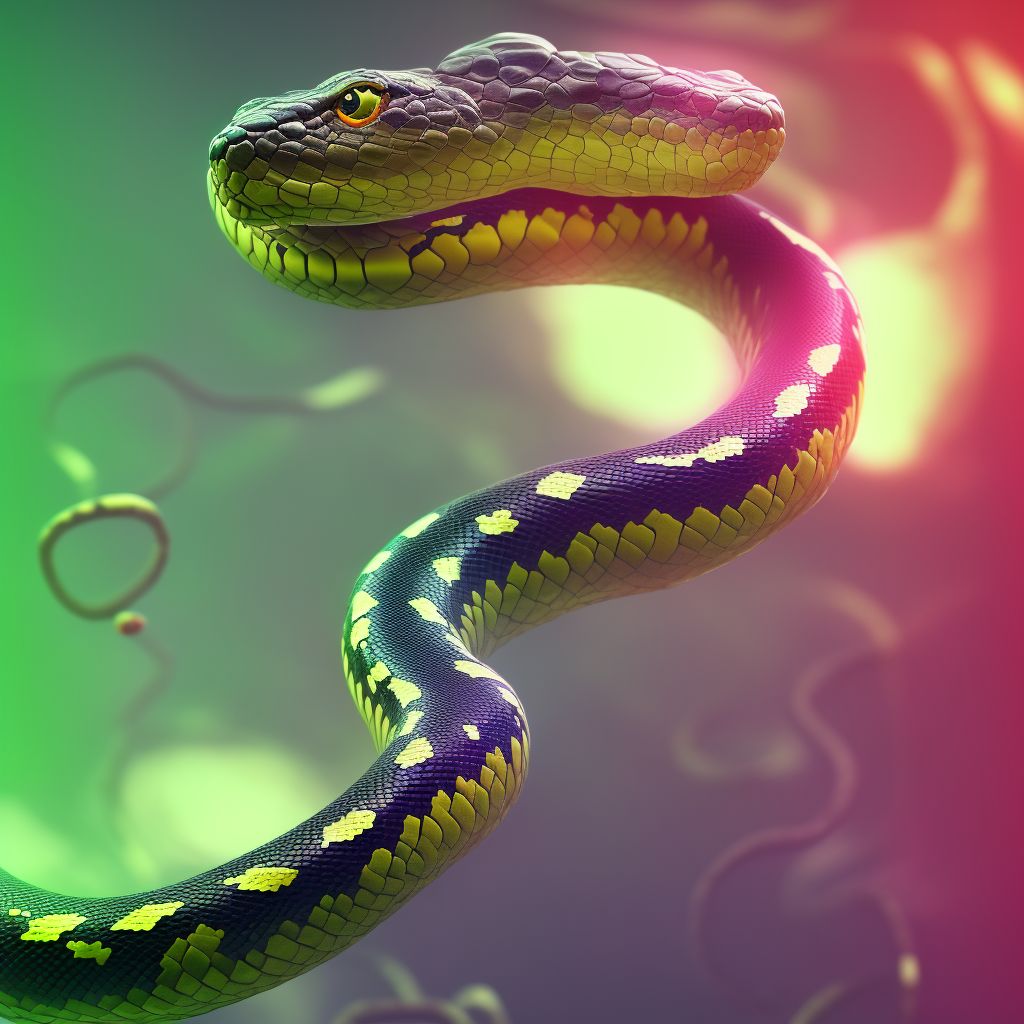 Toxic effect of unspecified snake venom, intentional self-harm digital illustration