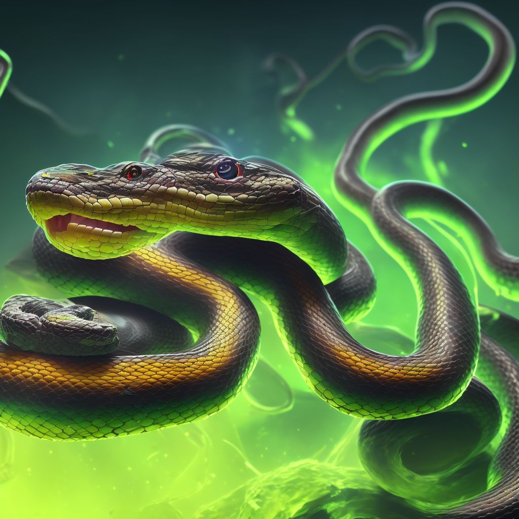 Toxic effect of unspecified snake venom, assault digital illustration