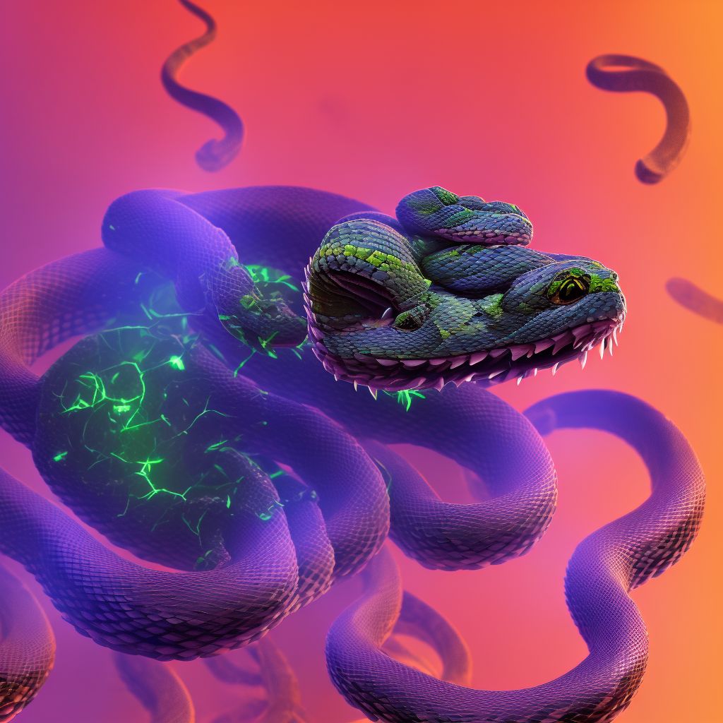 Toxic effect of rattlesnake venom, intentional self-harm digital illustration