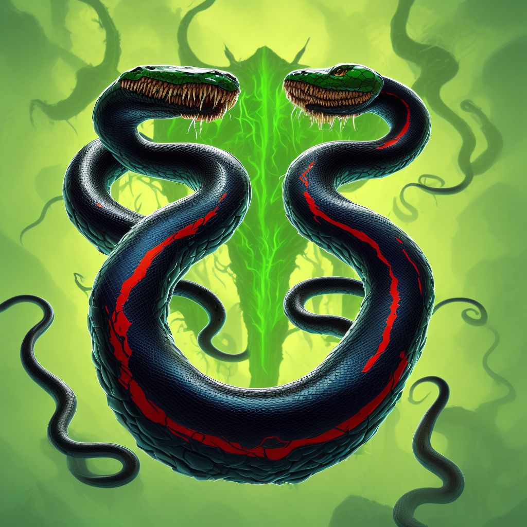 Toxic effect of venom of other North and South American snake, intentional self-harm digital illustration