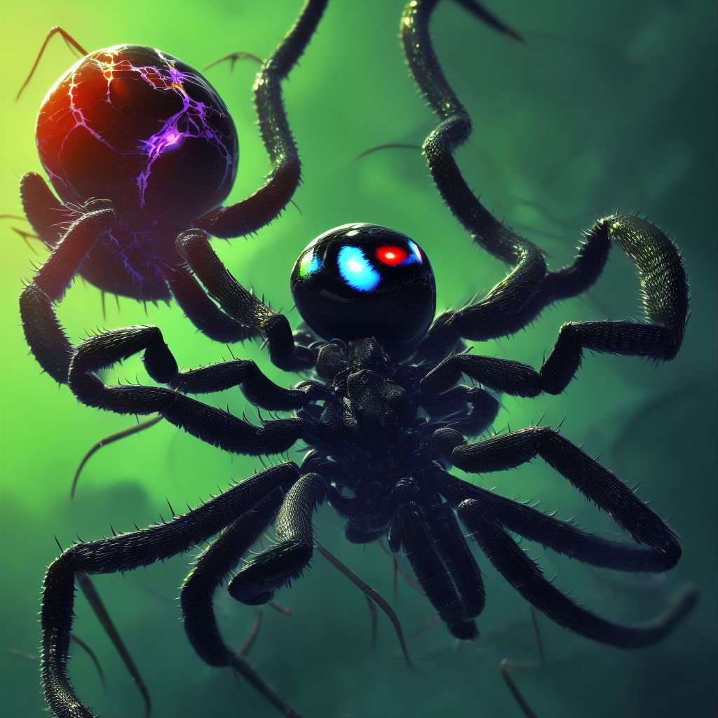 Toxic effect of venom of black widow spider digital illustration