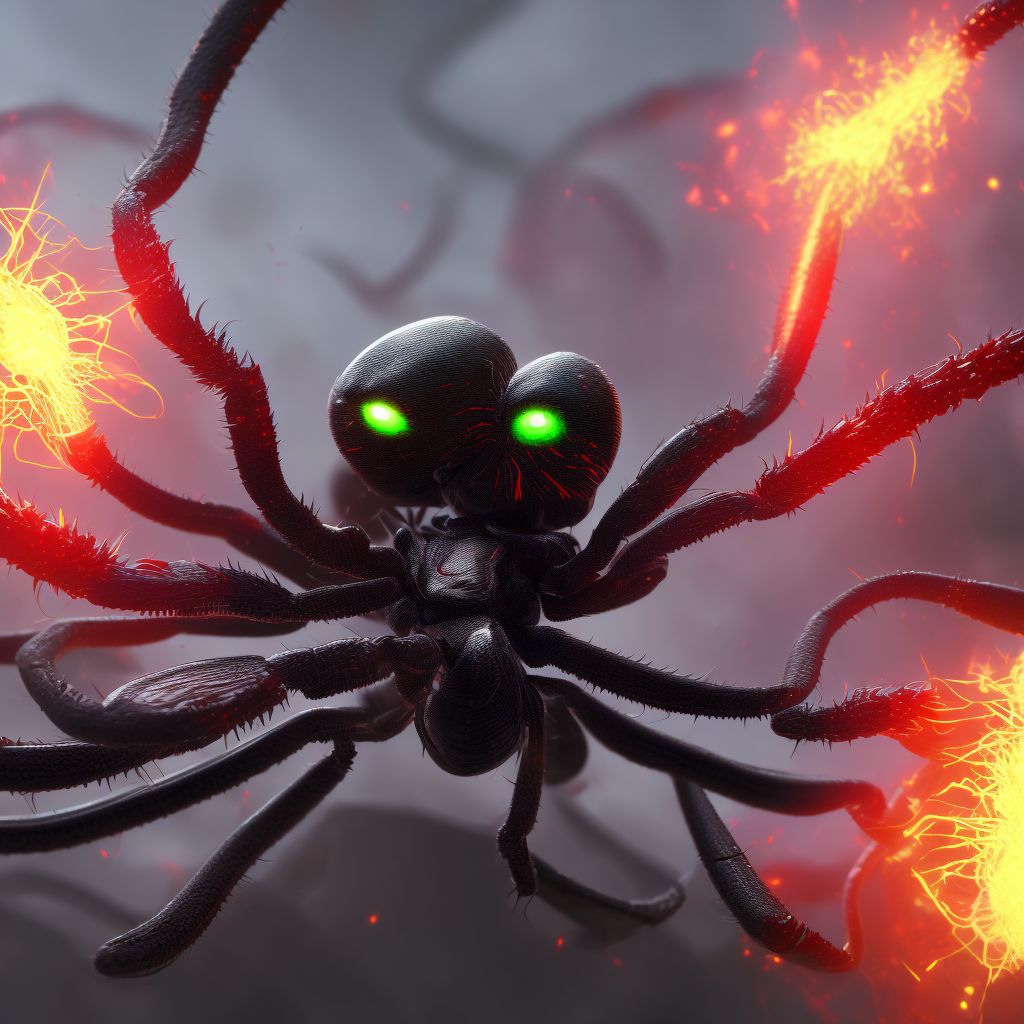 Toxic effect of venom of black widow spider, assault digital illustration