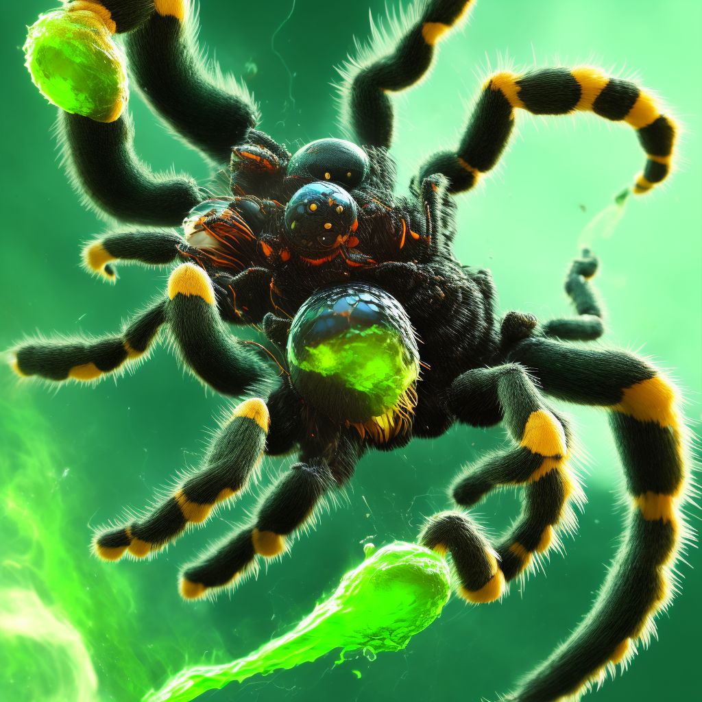 Toxic effect of venom of tarantula, accidental (unintentional) digital illustration