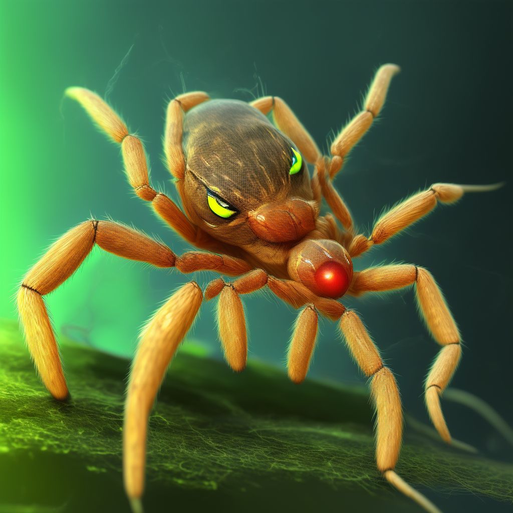 Toxic effect of venom of brown recluse spider, accidental (unintentional) digital illustration