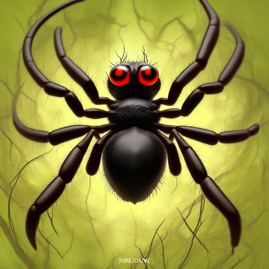 Toxic effect of venom of brown recluse spider, intentional self-harm digital illustration