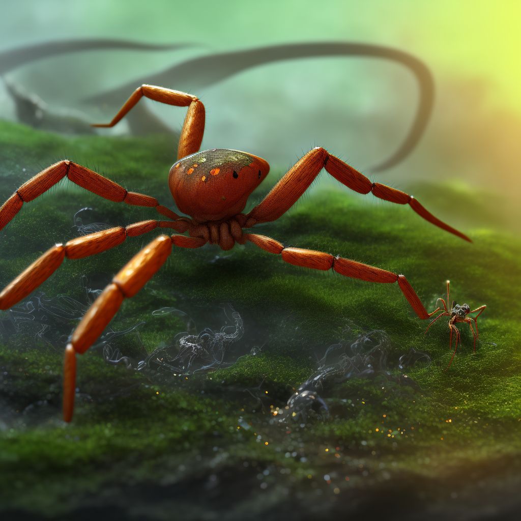 Toxic effect of venom of brown recluse spider, assault digital illustration