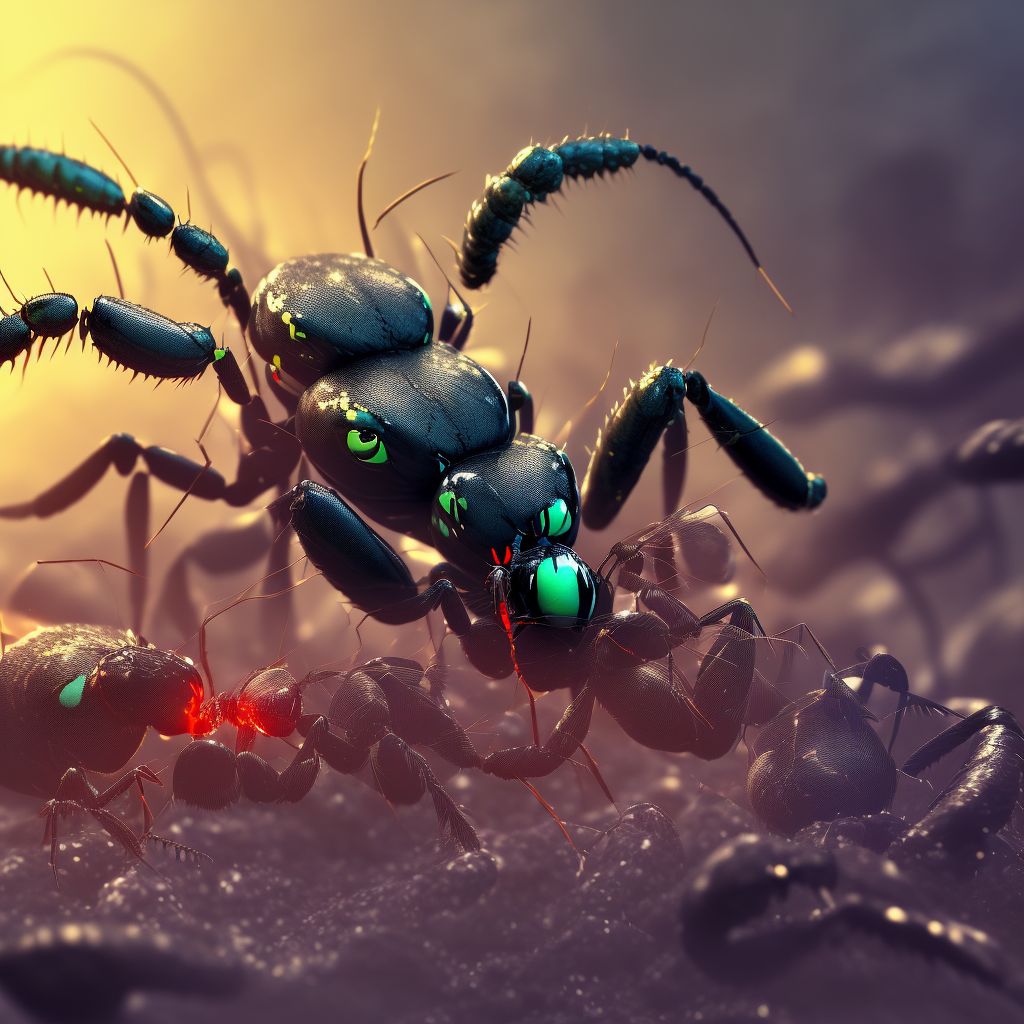 Toxic effect of venom of ants, assault digital illustration