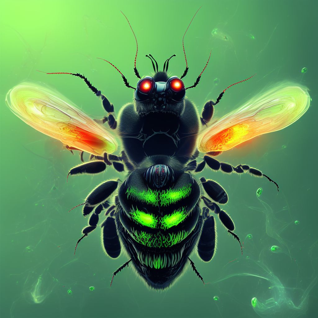 Toxic effect of venom of bees, intentional self-harm digital illustration