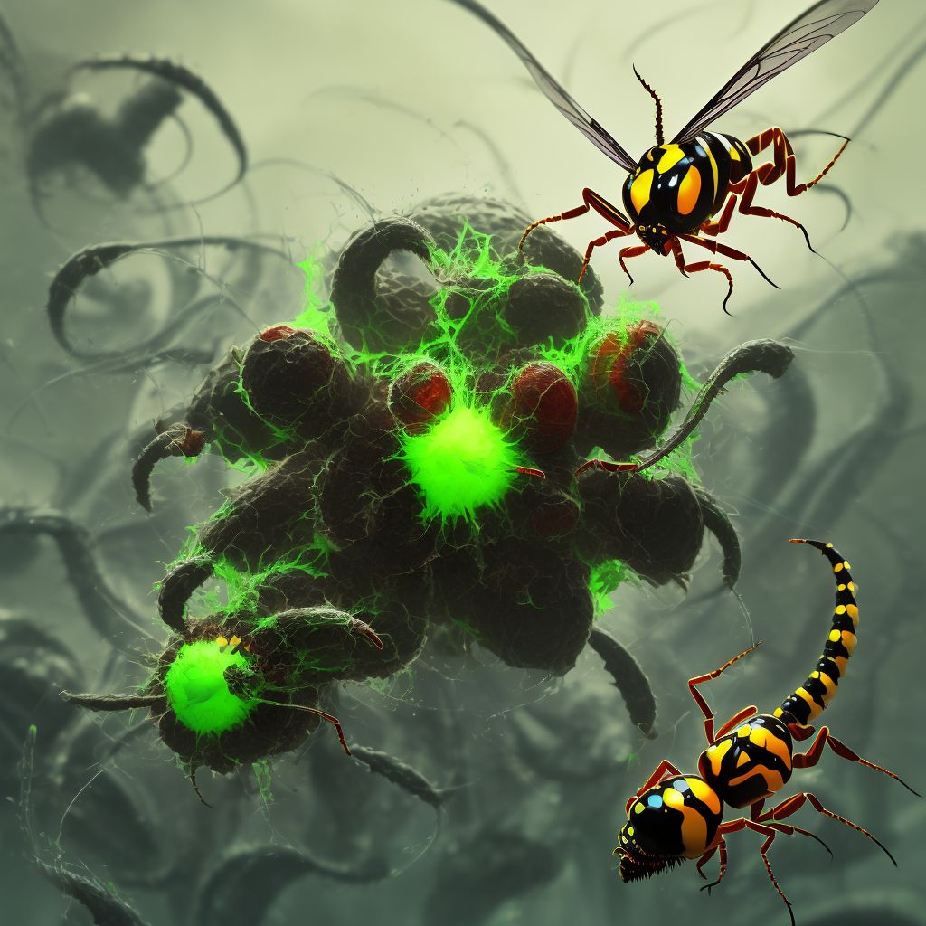 Toxic effect of venom of wasps digital illustration