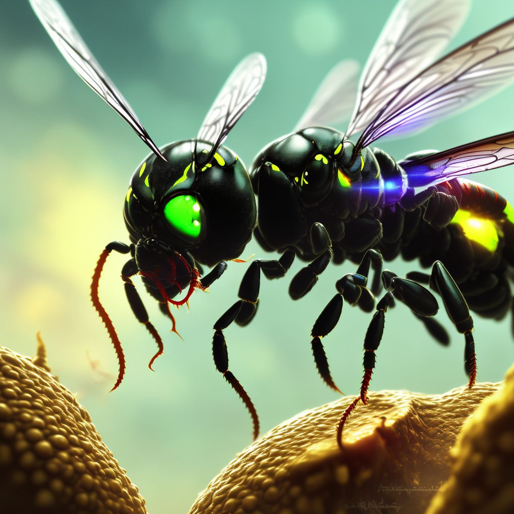 Toxic effect of venom of wasps, accidental (unintentional) digital illustration