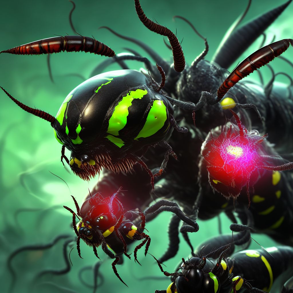 Toxic effect of venom of wasps, assault digital illustration