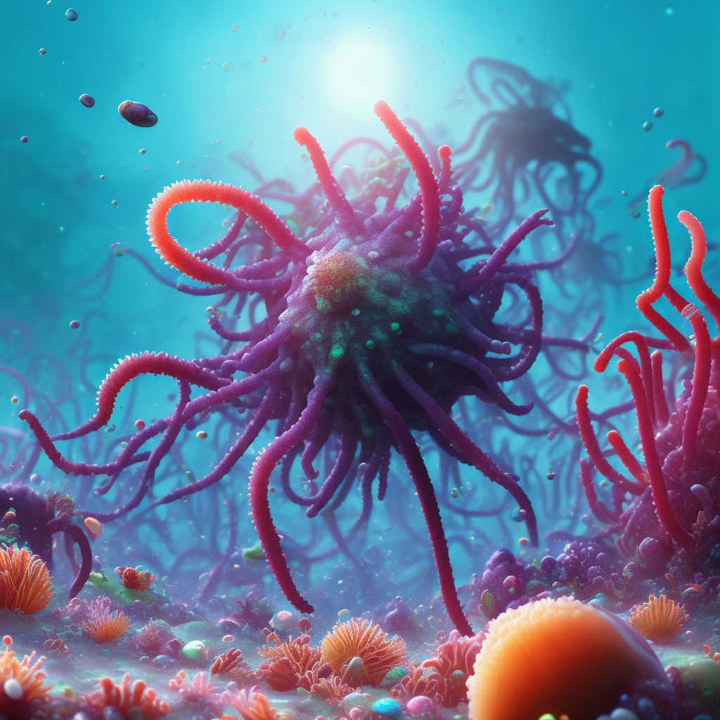 Toxic effect of contact with sea anemone digital illustration