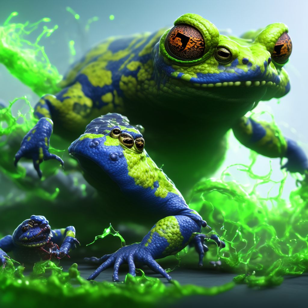 Toxic effect of contact with venomous toad, assault digital illustration